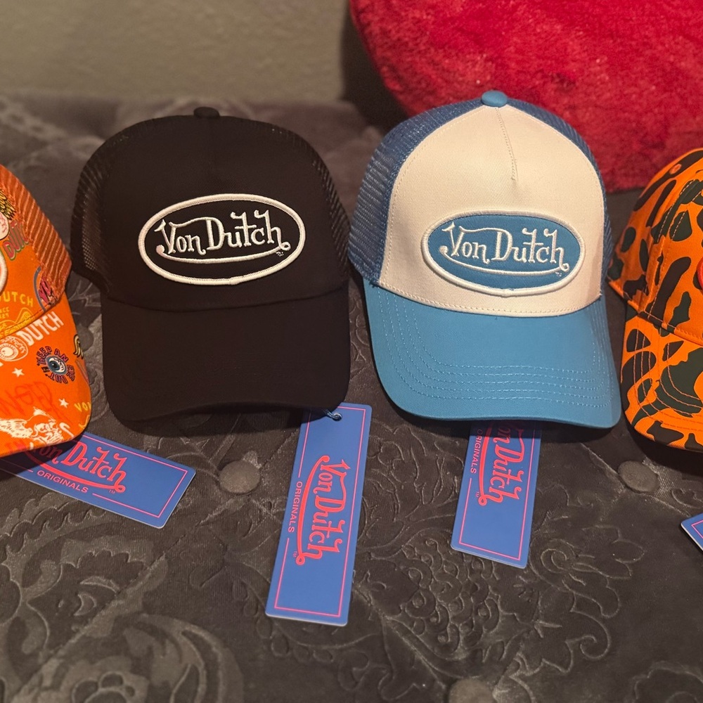 Fashion Hats Black, Blue, and Orange Caps